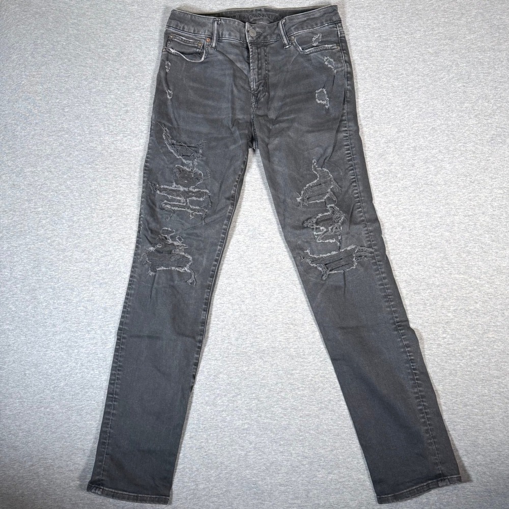 American Eagle Next Level Flex Slim Distressed Black Jeans Mens 30x32 Ripped